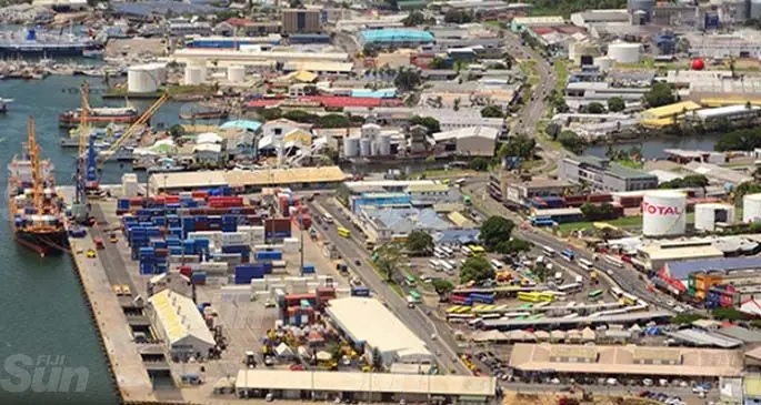 Aerial shot of the Port of Suva. Photo: Leon Lord.