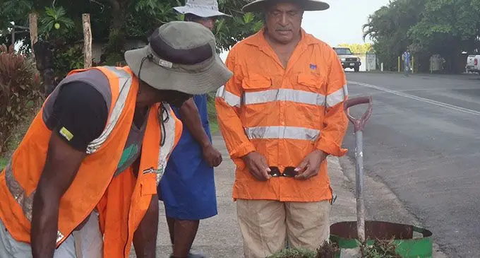 Members of Savusavu Rotary Club and Savusavu Town Council workers worked together to beautify Savusavu Town on March 18, 2019.  