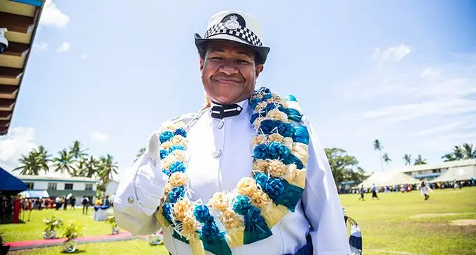Superintended of Police Aseri Nakibu and Commandant of the Fiji Police  Academy during the  passing out parade at the Nasova  in Nasese on Febuary 25, 2022.  Photo: Leon Lord