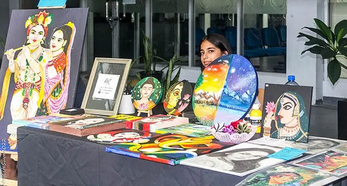 Helee Bhavsar selling her artwork at the Garden City Market Day. Photo: CountryLife Suva