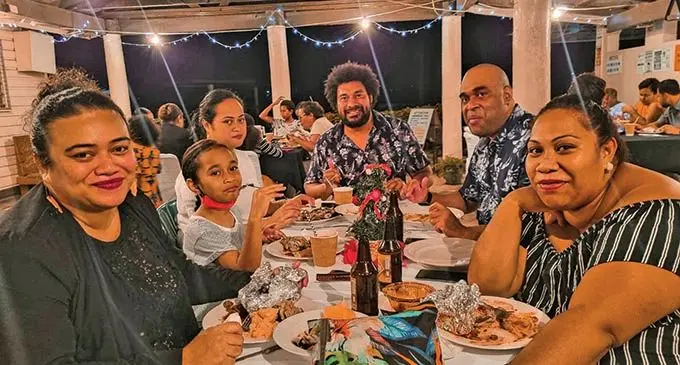 Fuakilau family with friends enjoyed the first Pacific Buffet dinner at Gurbachan Singh Complex.  Photo: Garden of Eden Photography Fiji.
