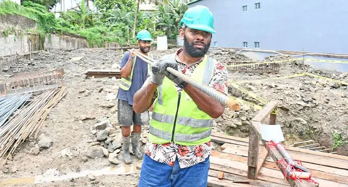 Construction workers Lote Muakalau and Samuela Rotidara at Joe’s Farm - Samabula construction site in Suva on October 16, 2024. Photo: Ronald Kumar