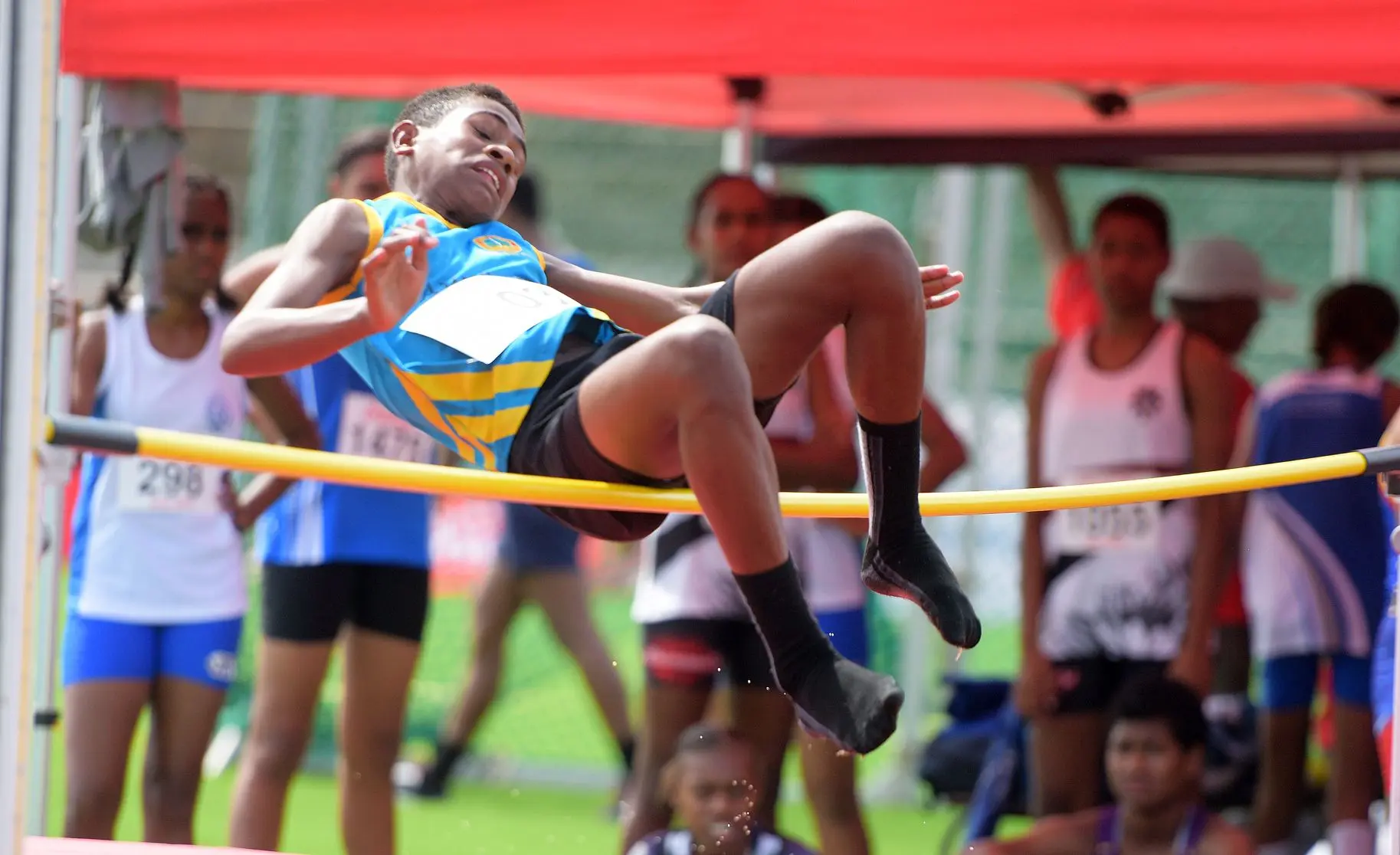 Susana Lewara of Dawasamu High School during  Coca-Games  junior girls high jump final at ANZ Stadium on Ap[roil 16, 2019. Photo: Ronald Kumar.