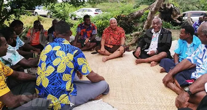 Prime Minister Voreqe Bainimarama with Government officials, villagers and stakeholders during the talanoa session on August 21, 2020. Photo: Susana Hirst-Tuilau