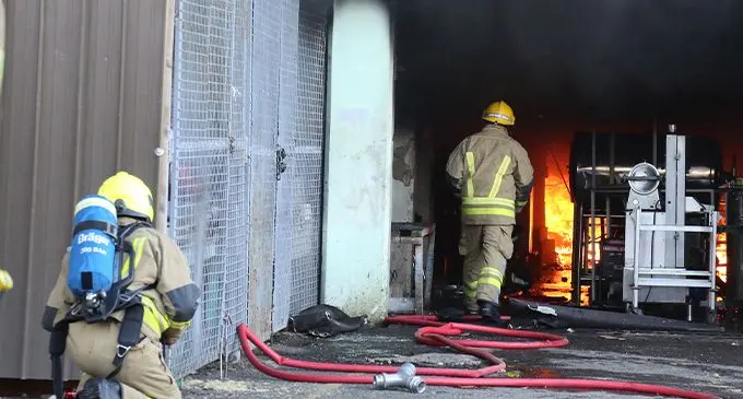 Fire fighters putting out the fire from the boiler room at the CWM Hospital on May 26, 2019. Simione Haravanua