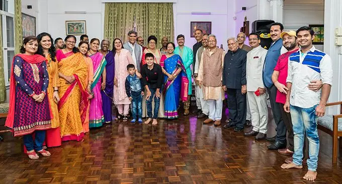 The High Commissioner of India in Fiji Mrs Padmaja (front row in blue and red saree) with guests during the Diwali celebration at India House on October 18, 2019.  Photo: High Commission Of India, Suva.