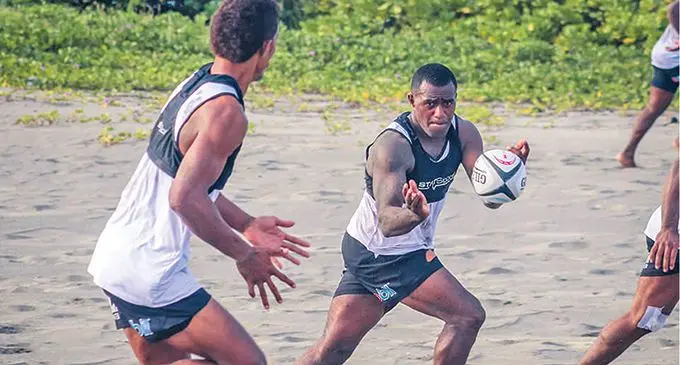 Fijian men’s 7’s squad member Filipe Sauturaga during training at the sand dunes in Sigatoka on October 29, 2021. Photo: FRU Media