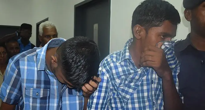 Anusheel Asnal Chand (left), and Devneel Dhiraj Ram outside the Nadi Magistrates Court on February 26, 2019.  Photo: Nicolette Chambers
