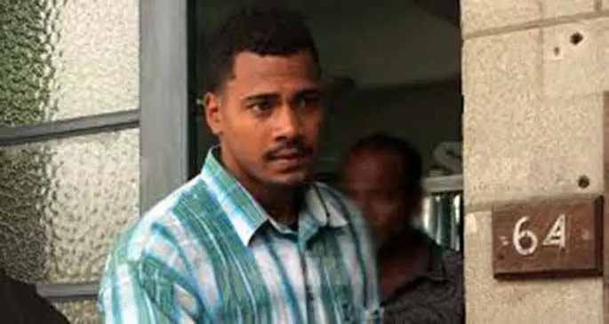 Naitasiri Under-19 rugby lock Keresi Maya, (right), outside the High Court in Suva during an earlier appearance. Photo: Ashna Kumar