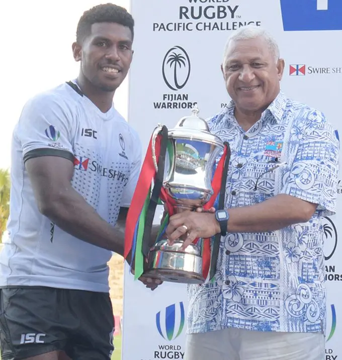 Swire Shipping Fijian Warriors captain and halfback Frank Lomani after his try against Samoa A at the ANZ Stadium in Suva on March 16, 2019. Photo: Ronald Kumar