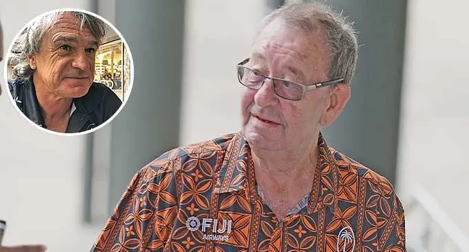 Fiji Rugby Union interim Trustees chairman, Peter Mazey. Photo: Ronald Kumar/ Inset: Franck Boivert