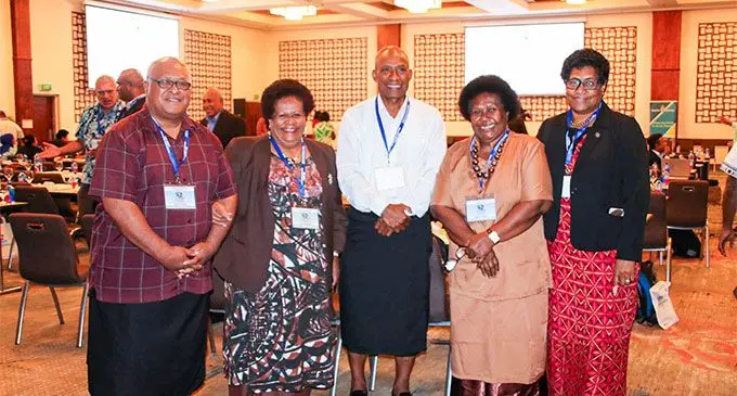The Fiji National University’s (FNU), Acting Vice-Chancellor, Professor Unaisi Nabobo- Baba (second from left) attending the Fiji National Education Summit 2023