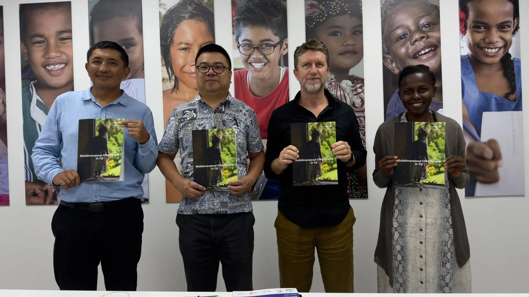 From left - UNICEF Pacific’s Chief of WASH, Kencho Namgyal, UNICEF Pacific’s Chief of Social Policy, Jun Fan, UNICEF Pacific’s Chief of Child Protection, Michael Copland, UNICEF Pacific’s Nutrition Manager, Penjani Kamudoni during a media session in Suva on November 27, 2025.