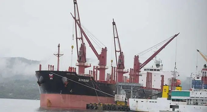 Clinker Singan berthed at Kings Wharf on December 31,2022. Photo: Ronald Kumar