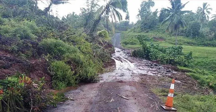 Landslide at Nabouwalu towards Kubu-lau and Savusavu in Vanua Levu on February 20, 2023. Photo: Fiji Roads Authority