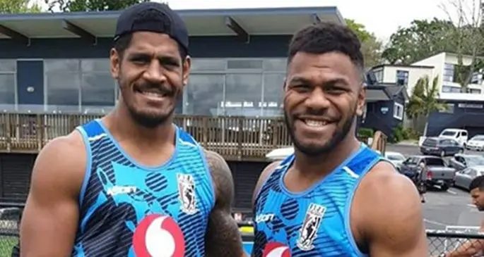 From Left; Vodafone Fijian Bati rep Tui Kamikamica and Maika Sivo.