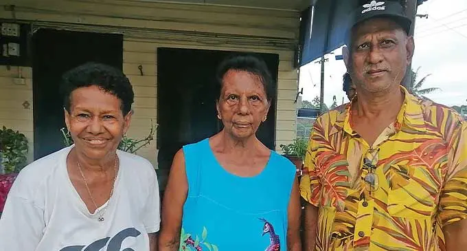 From left: Makeretta Kasawaqa, Puspa Wati and her son, Mukesh Chand at Cuvu Settlement in Sigatoka. Photo: Mereleki Nai