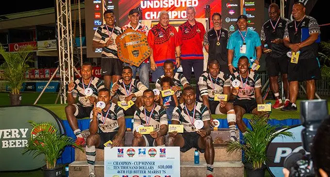 Fiji Barbarians Win 46th Fiji Bitter Marist Sevens. Photo : Leon Lord.