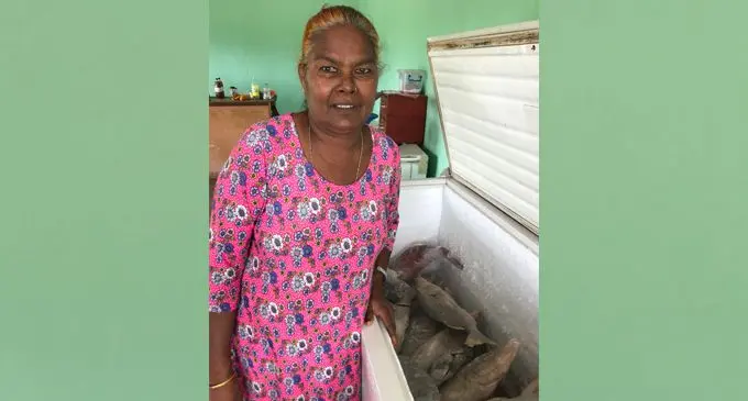 Tazma Bi inside her fish shop at Delailabasa, Labasa, on April 21 2020. Photo: Shratika Naidu