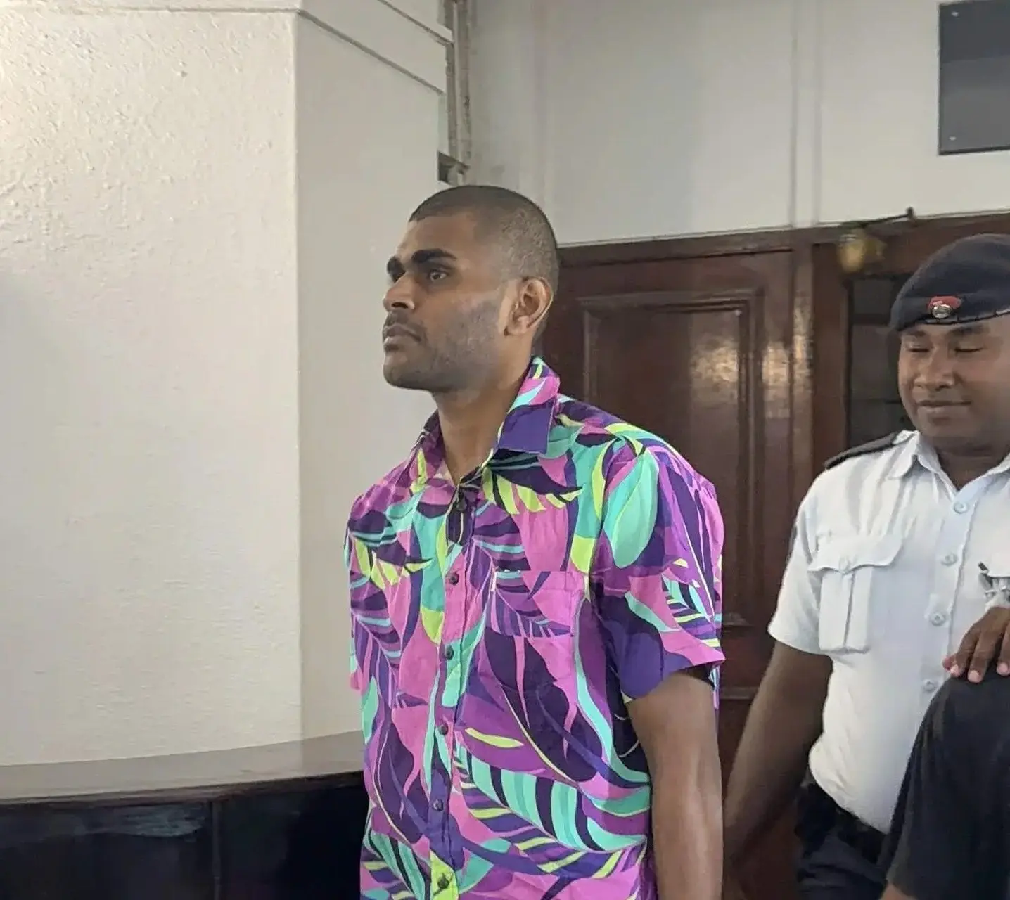 Alleged murderer, Charles Laxton Sundar outside the High Court in Suva. 