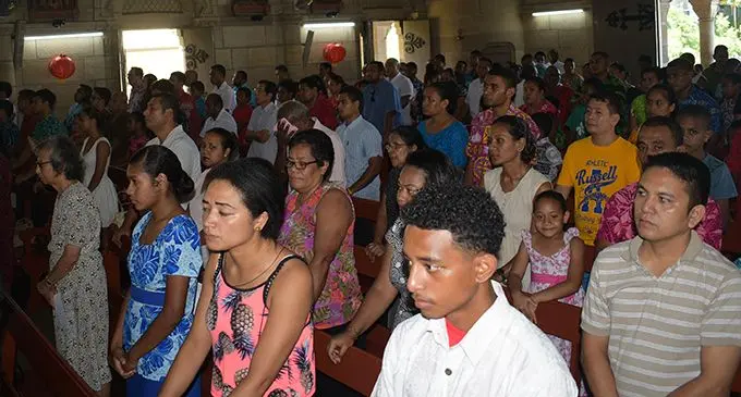 The congregation at the Sacred Heart Cathedral on February 17, 2019. Photo: Simione Haravanua
