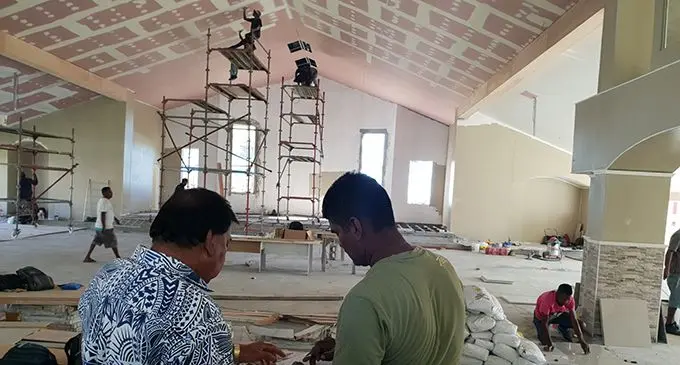 The construction of the church.  Photo: Nicolette Chambers