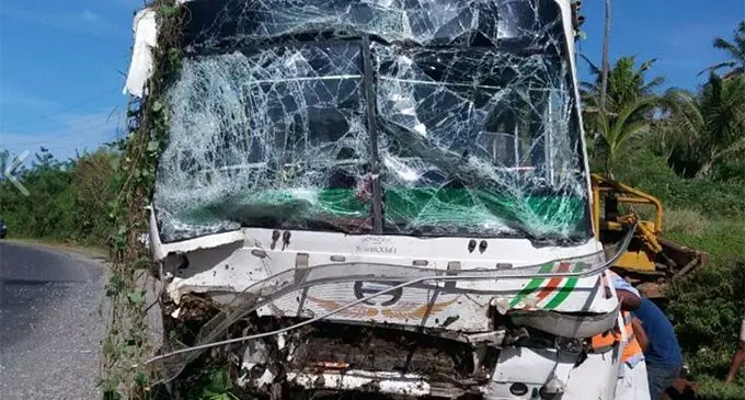 The bus that was involved in a early morning accident in Sigatoka early this morning.