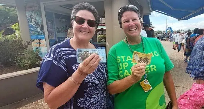 Twin sisters from Perth, Australia, Helen (left) and Roanne Stewart at the Port Denarau marina in Nadi on September 25, 2022. Photo: Nicolette Chambers