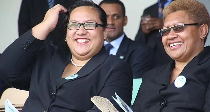 New Acting Secretary-General Jeanette Emberson (left), with former Acting Secretary-General Viniana Namosimalua. Photo: Parliament of Fiji
