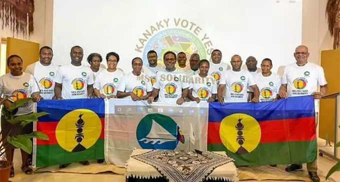 Staff of the MSG Secretariat in Port Vila showing their support to the FLNKS, Independence Referendum in New Caledonia, which is scheduled for 4 October 2020.