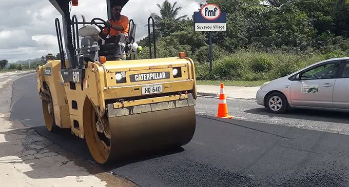 Road works in progress near Suvavou Village