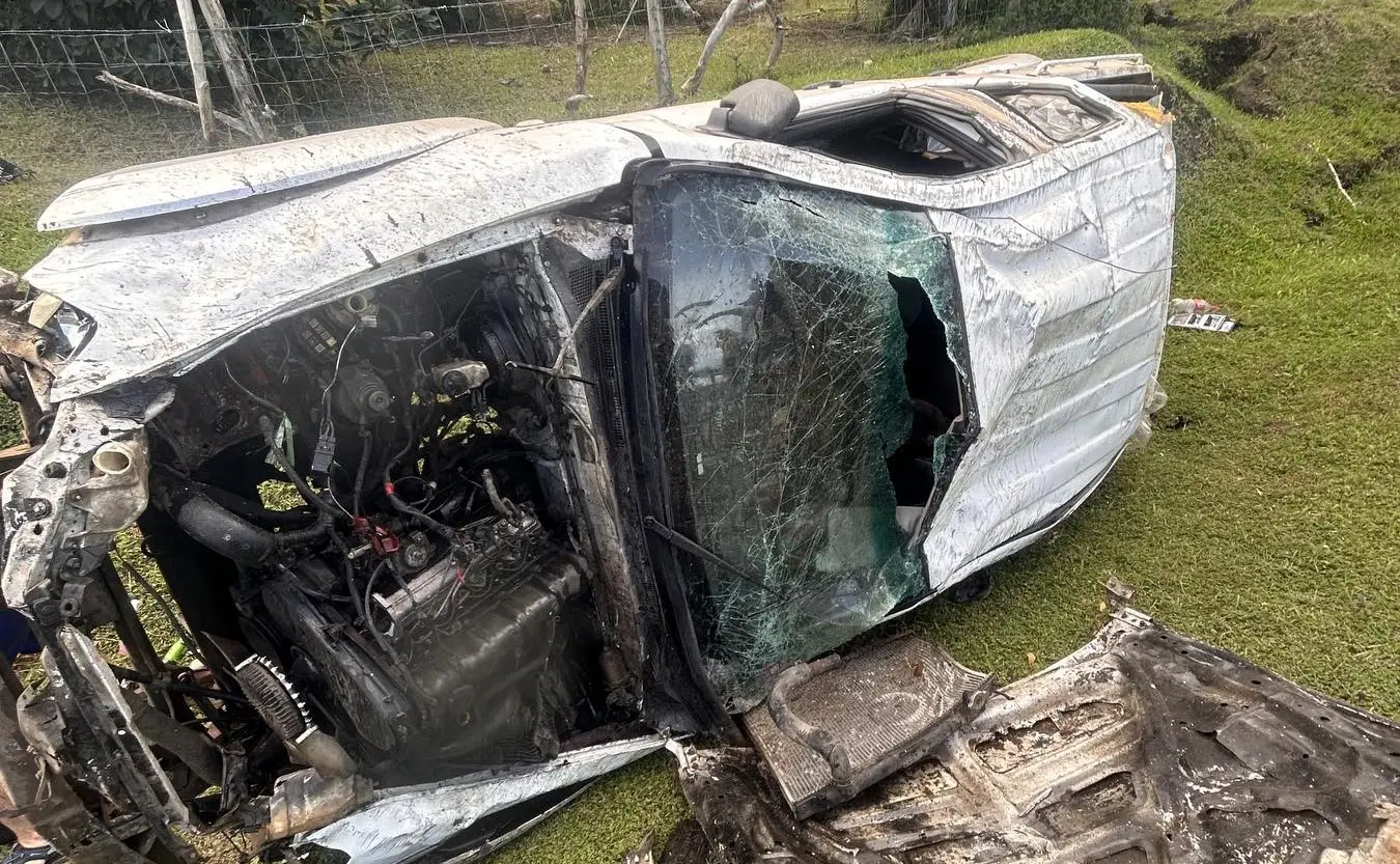The vehicle involved in an accident at Buca Bay road, Cakaudrove.