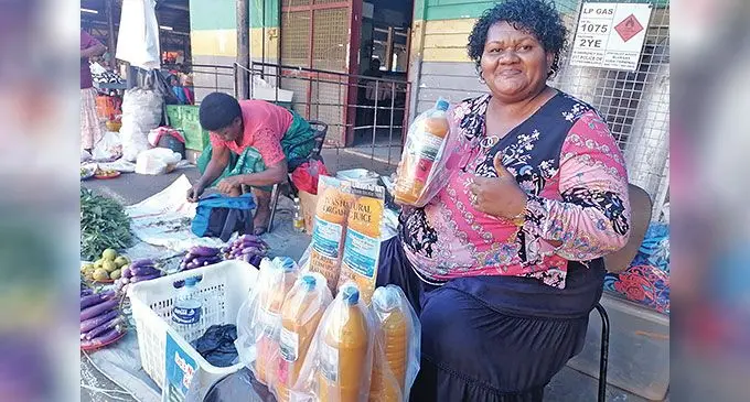 Ivamere Dawai selling her natural organic juice at the Nadi Market. Photo: Mereleki Nai