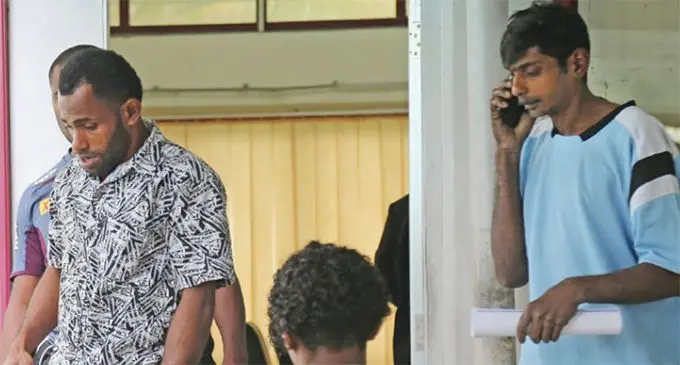 Mikeli Waqa and Shelvin Jain Outside the Nasinu Magistrates Court on April 22, 2019. Photo: Ashna Kumar