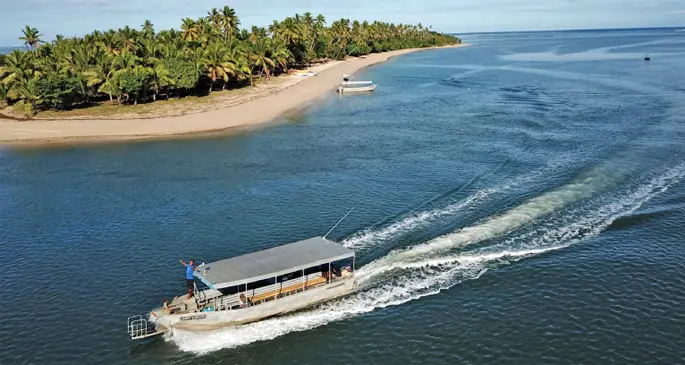 Aerial shot of Likuri Island also known to many as Robinson Crusoe Island. Photo: Likuri Island Group