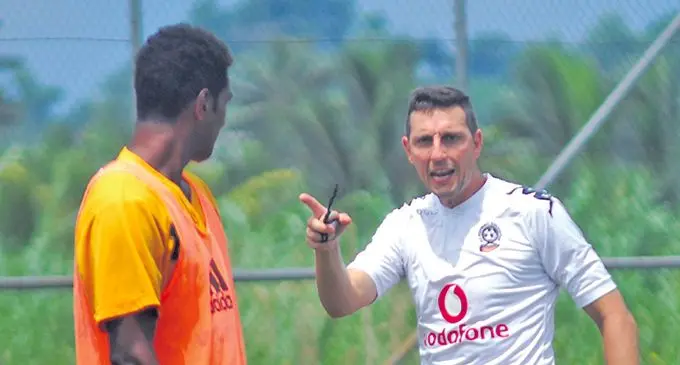 Vodafone Fijian football head coach Christophe Gamel (right) to lead our tour to the Philippines. Photo: Fiji FA Media