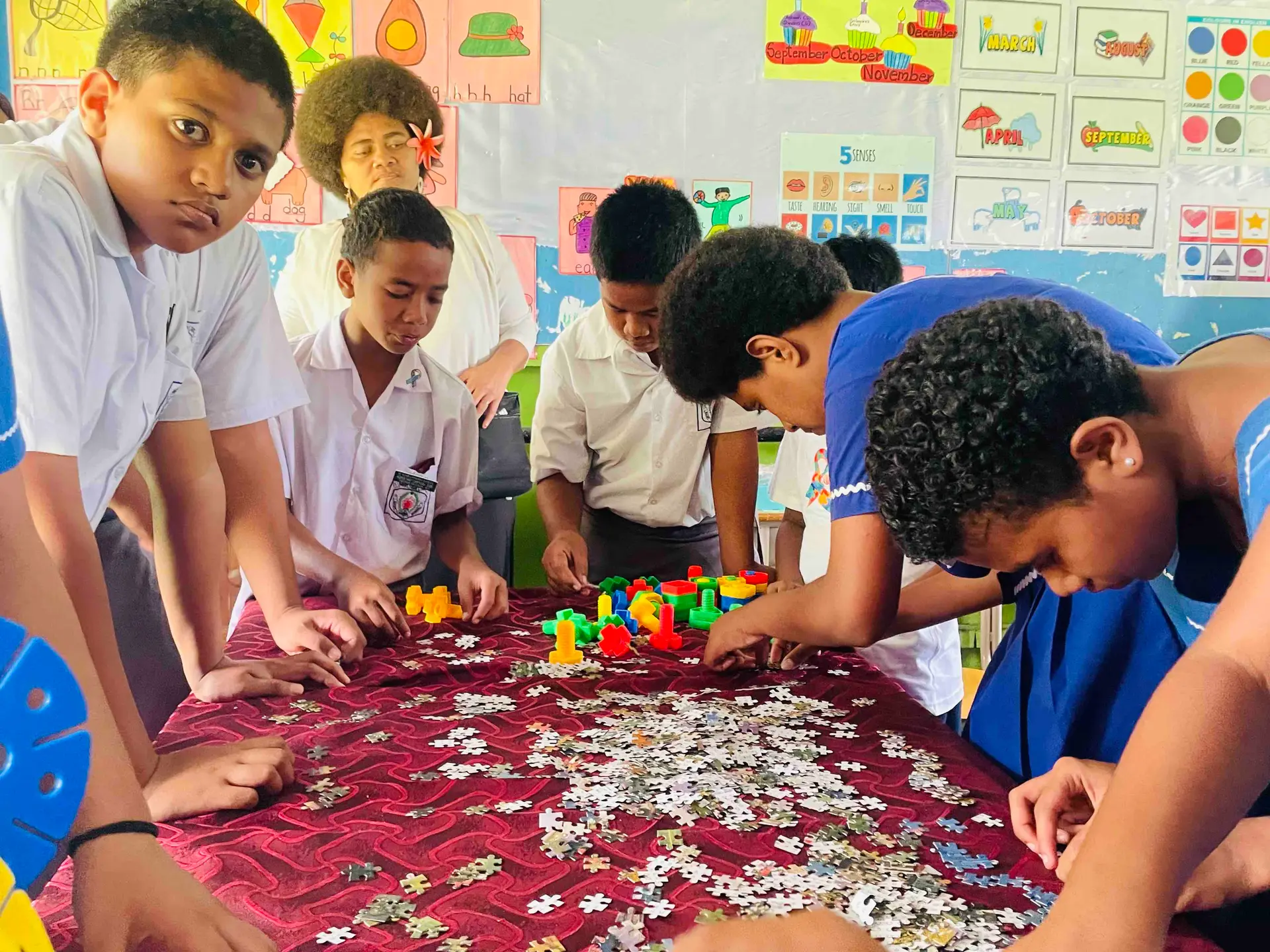 Students from St Agnes Primary School in Suva during the World Autism Awareness Day on March 31. 