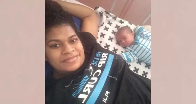 Meresiana Mailalaga with her newborn baby at the Colonial War Memorial Hospital.