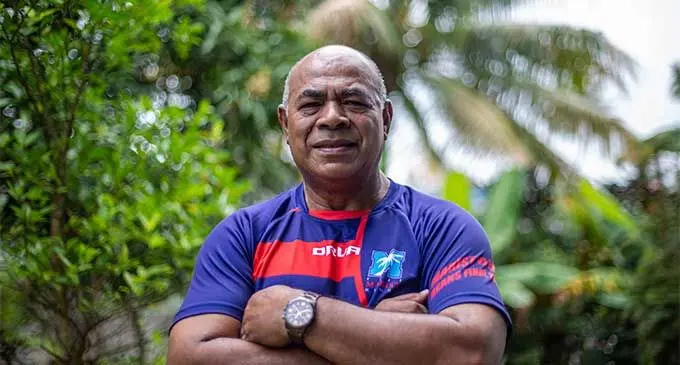 Ratu Meli Saubulinayau at his home in Samabua, Suva, on October 3, 2022. The retired army officer captained Marist Brothers High School that won the Deans Trophy in 1976 and 1977. Photo: Leon Lord