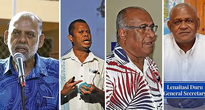 From Left: National Federation Party (NFP) candidate Agni Deo Singh, Cultural knowledge facilitator and advisor Simione Sevudredre, The People’s Alliance (PA) deputy leader Manoa Kamikamica and Social Democratic Liberal Party (SODELPA) General-Secretary Lenaitasi Duru.