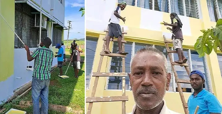 Painting in progress led by the Waiqele Primary School and Waiqele College Ex-parents, Ex-staff, Ex-scholars Association on January 10, 2023.