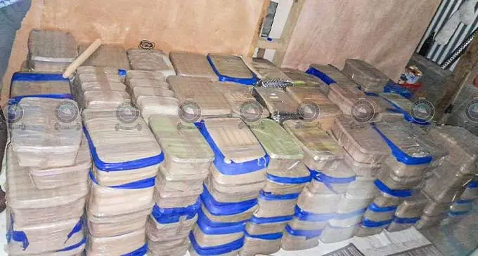 Containers of drugs found from the seizure of three tonnes of illicit drugs in Nadi on January 14, 2024. Photo: Police Media Cell