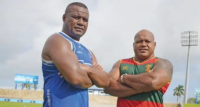 FMF Ratu Sukuna Bowl Rise Fiji Rise Challenge Police rugby team captain Ulaisi Lawavou (left) and Subrails RFMF captain Sireli Ledua following their respective captain’s run at the ANZ Stadium, Suva,  on December 10, 2020.  Photo: Ronald Kumar