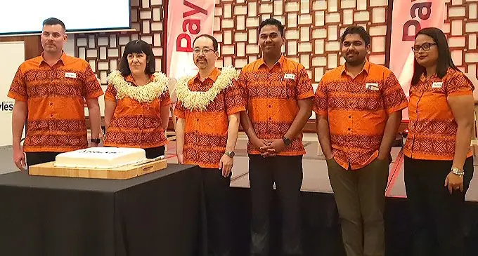 From left: TTSPH Group Sales and Marketing Manager, Ben Simeon, Avis Budget Group Pacific Director of Network Development and Franchise Relations, Ann Dawson, TTSPH Managing Director, Akira Shida, Asco Motors Fiji Acting Chief Executive Officer, Ronald Kumar, TTSPH General Manager Corporate, Craig Sims and Avis Group Rental Manager, Evelyn Farouk following the official launch of Payless Car Rental at the Sheraton Fiji Golf and Beach Resort in Denarau, Nadi on June 21, 2022. Photo: Nicolette Chambers 