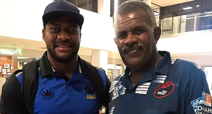 From left: Masivesi Dakuwaqa and a fan at Nadi International Airport on May 23, 2019. Photo: Waisea Nasokia
