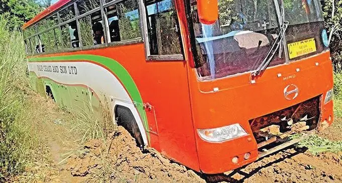The bus that was stuck  at Navakasobu Road.