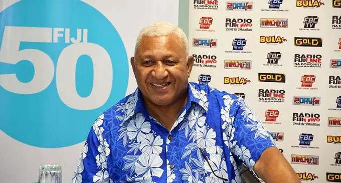 Prime Minister Voreqe Bainimarama at the launch of the Fiji’s official 50-year anniversary song at the Fijian Broadcasting Corporation in Suva on October 5, 2020. Photo: Office of the Prime Minister