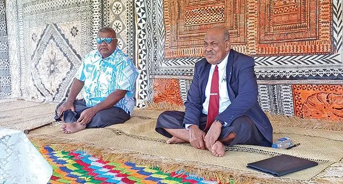 From left: Tui Labasa Ratu Jone Qomate and Minister for iTaukei Affairs, Ifereimi Vasu, at Sasa Village, Macuata, on November 28, 2024. Photo: Shratika Naidu