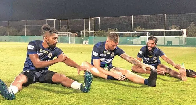 Roy Krishna trains with his ATK Mohun Bagan team-mates for tomorrow’s crucial clash in Qarshi, Uzbekistan. Photo: ATK Mohun Bagan
