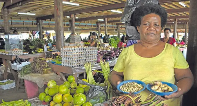 Karalaini Gadiwale selling vegetables at Labasa market on April 4. Photo:Shratika Naidu